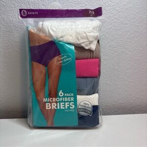 Fruit of the Loom 6 Pairs 100% Cotton Tag Free Briefs Panties Sz 7/L Multicolor